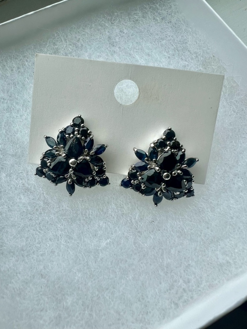 Blue Sapphire Silver Earrings